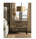 TWO DRAWER NIGHTSTAND W/ METAL