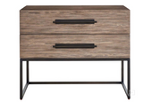 TWO DRAWER NIGHTSTAND W/ METAL