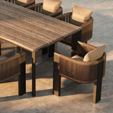 108" TRAVERTINE DINING TABLE - OUTDOOR