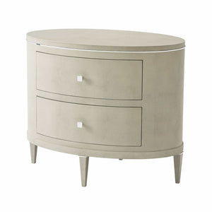 TWO DRAWER OVAL NIGHTSTAND